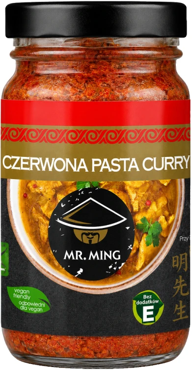 Tajska Ostra Czerwona Pasta Curry Red Curry Paste Mały Słoik 115g MR. MING