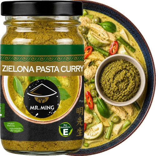 Tajska Ostra Zielona Pasta Curry Green Curry Paste Mały Słoik 115g MR. MING