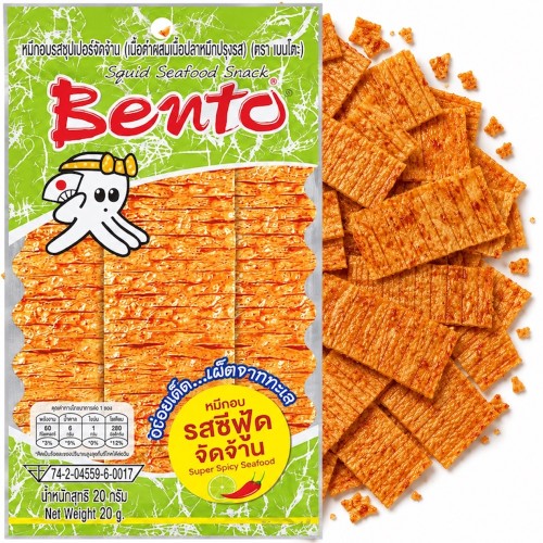 Tajska Przekąska Kałamarnica Smak Ostrych Owoców Morza Squid Snack Super Spicy Seafood 20g BENTO