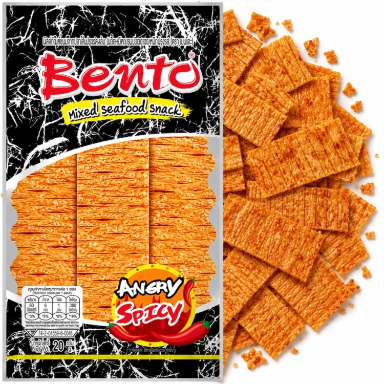 Tajska Przekąska Kałamarnica Bardzo Ostra i Pikantna Snack Squid Angry Spicy 20g BENTO
