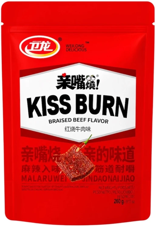 Chińska Pikantna Przekąska Wołowina Duszona o Smaku Kiss Burn Braised Beef Flavor 260g WEI-LONG