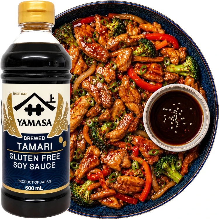 Japoński Bezglutenowy Sos Sojowy TAMARI 100% Soja GLUTEN FREE 500ml YAMASA