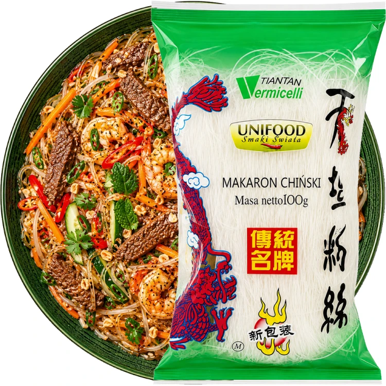Makaron Sojowy Tian Tan Vermicelli Nitki Przeźroczysty Sprężysty 100g UNIFOOD