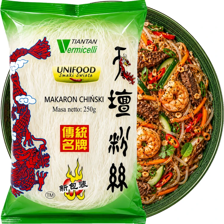 Makaron Sojowy Tian Tan Vermicelli Nitki Przeźroczysty Sprężysty 250g UNIFOOD