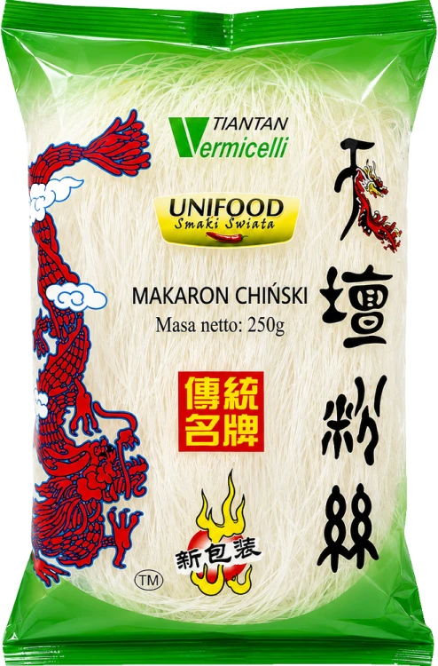 Makaron Sojowy Tian Tan Vermicelli Nitki Przeźroczysty Sprężysty 250g UNIFOOD