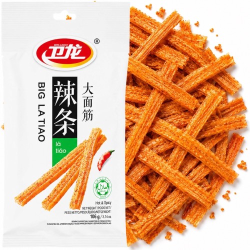 Chińska Pikantna Przekąska Snack Big La Tiao HOT &amp; SPICY 106g WEI-LONG