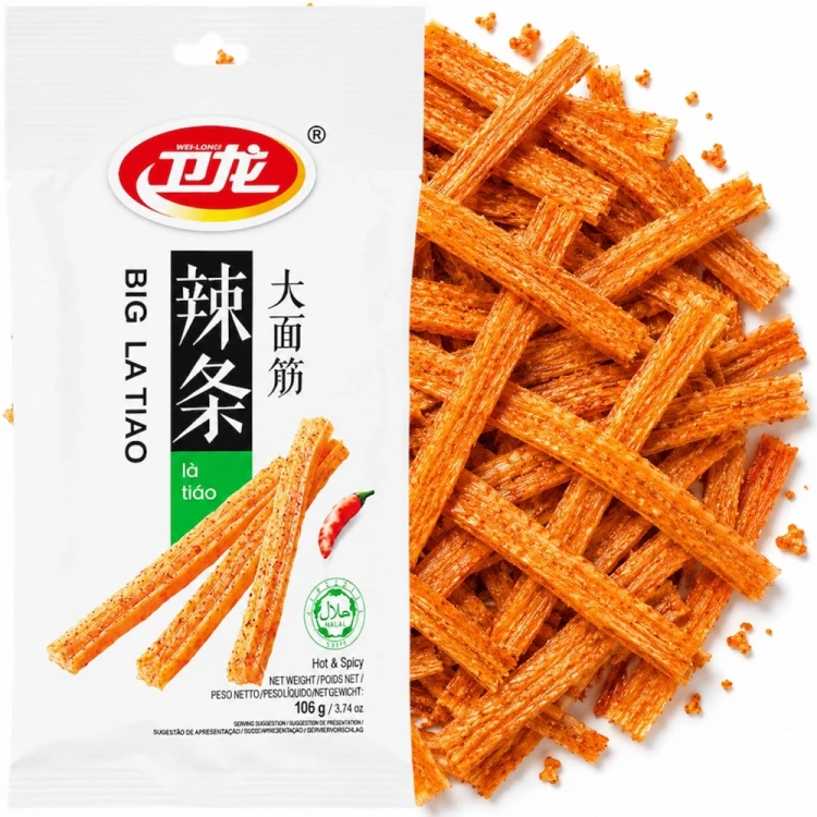 Chińska Pikantna Przekąska Snack Big La Tiao HOT &amp; SPICY 106g WEI-LONG