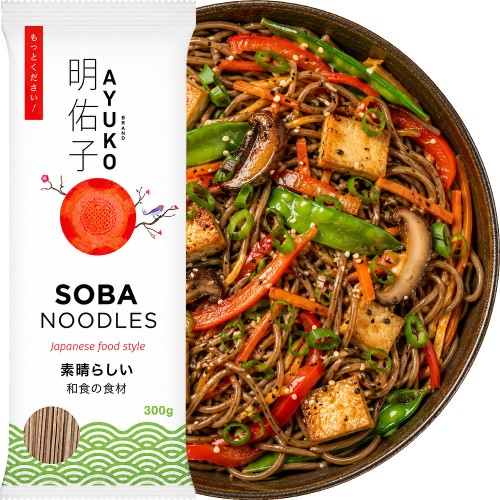 Makaron Soba Japoński Brązowy Gryczany Do Zupy Porcjowany 300g AYUKO