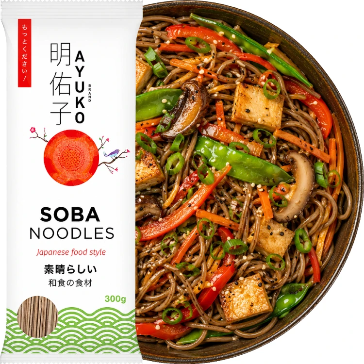 Makaron Soba Japoński Brązowy Gryczany Do Zupy Porcjowany 300g AYUKO