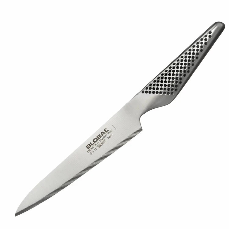 Global Japoński Nóż Kuchenny Uniwersalny Ząbkowany 56-58 HRC 15cm GS-13