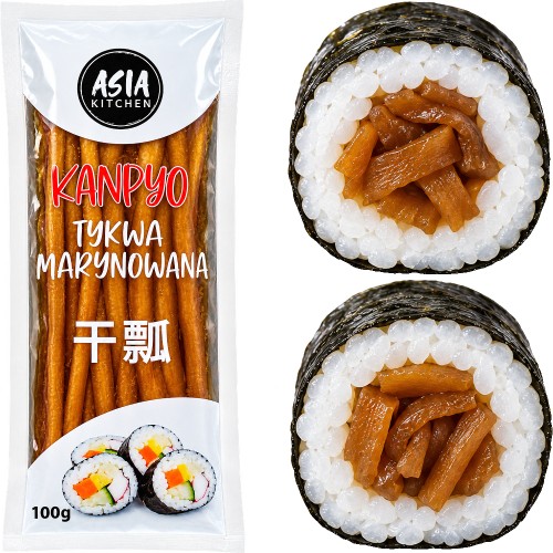 Kanpyo Marynowana Tykwa Do Sushi Karmelowy Smak w Słodkiej Zalewie 100g ASIA KITCHEN