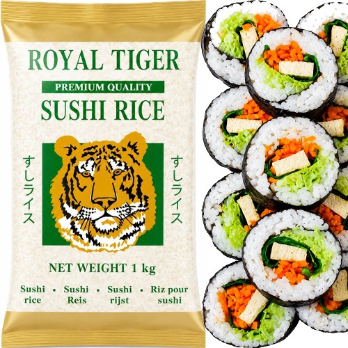 Ryż Kleisty Do Sushi Jakość Premium Okrągłe Ziarno 1kg 1000g ROYAL TIGER
