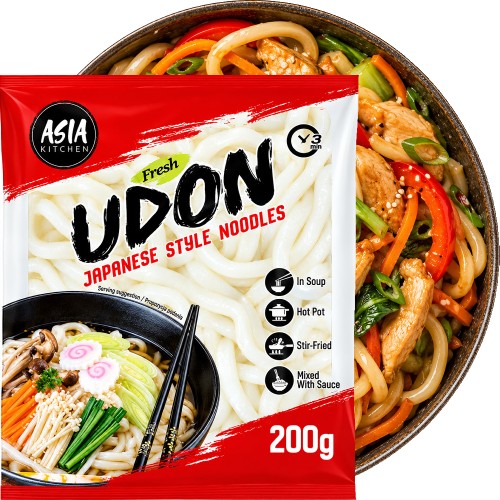 Świeży Makaron Udon Pszenny Gotowy w 3 Minuty 200g ASIA KITCHEN