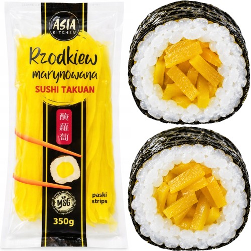 Żółta Rzodkiew Marynowana Oshinko Takuan Daikon Do Sushi Krojona 350g ASIA KITCHEN