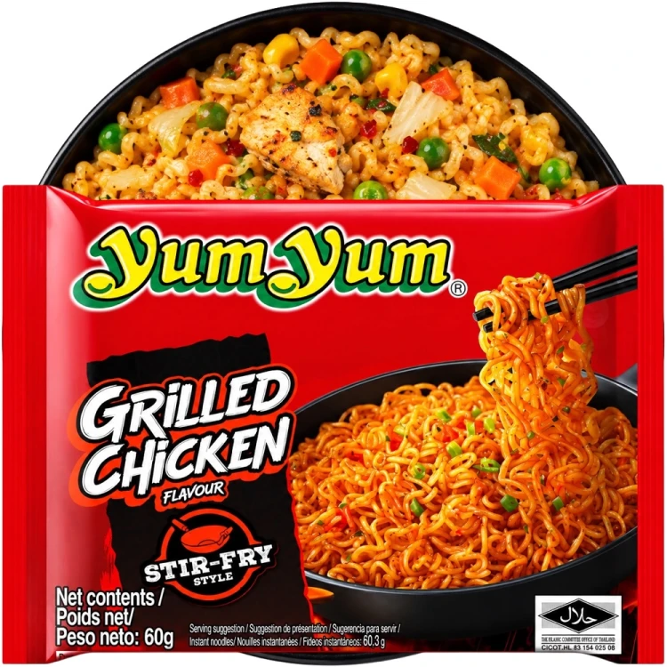 Tajski Błyskawiczny Makaron Instant Stir-Fry Grillowany Kurczak 60g YUM YUMTajski Błyskawiczny Makaron Instant Stir-Fry Grillowany Kurczak 60g YUM YUM