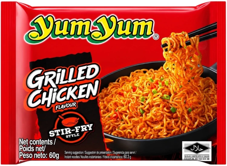 Tajski Błyskawiczny Makaron Instant Stir-Fry Grillowany Kurczak 60g YUM YUM