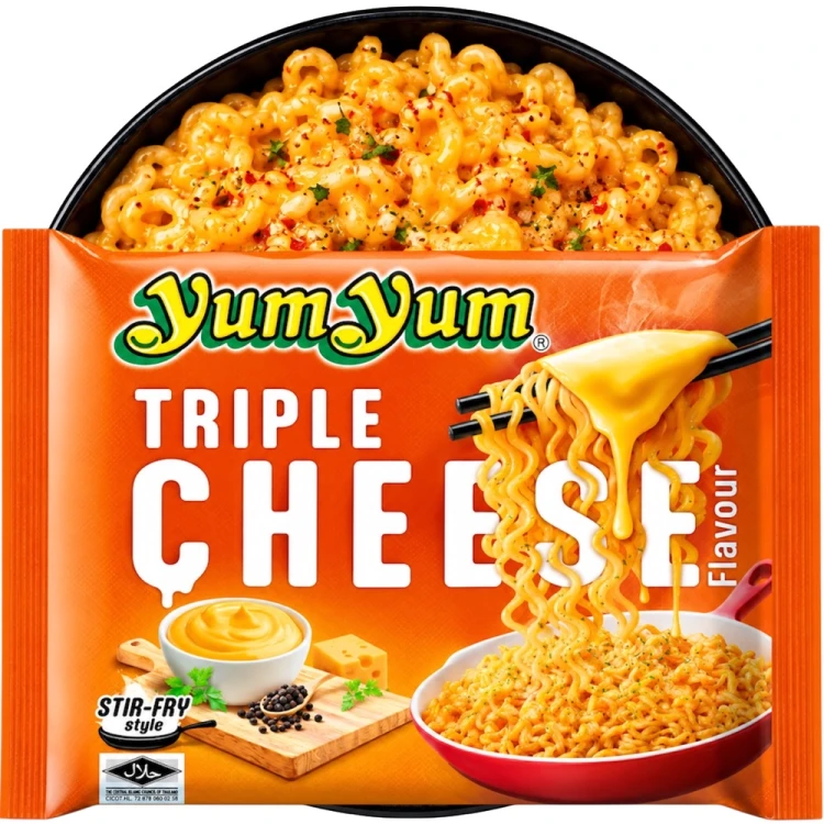 Tajski Błyskawiczny Makaron Instant Stir-Fry Triple Cheese Flavour Ser 100g YUM YUM