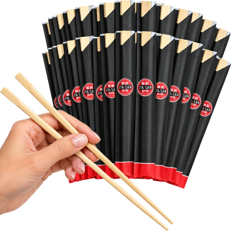 Azjatyckie Pałeczki Bambusowe Jednorazowe Do Sushi 21cm 100 Par w Kopertkach ITA-SAN