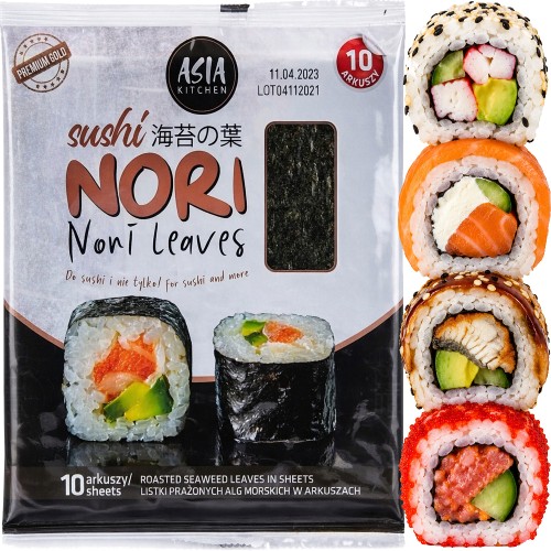 Suszone Wodorosty Glony Algi Morskie Yaki Nori Do Sushi 10 Sztuk ASIA KITCHEN