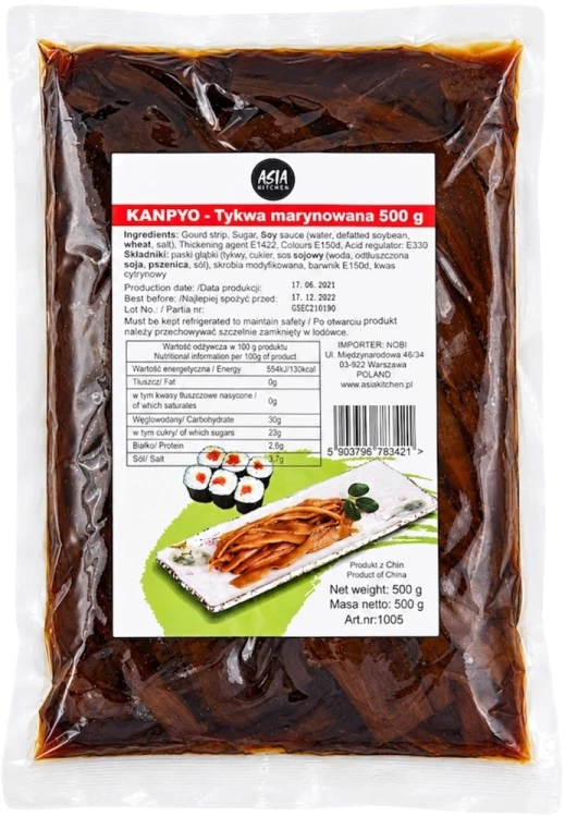 Tykwa Marynowana Kanpyo Dodatek Do Sushi w Karmelu Paski 500g ASIA KITCHEN