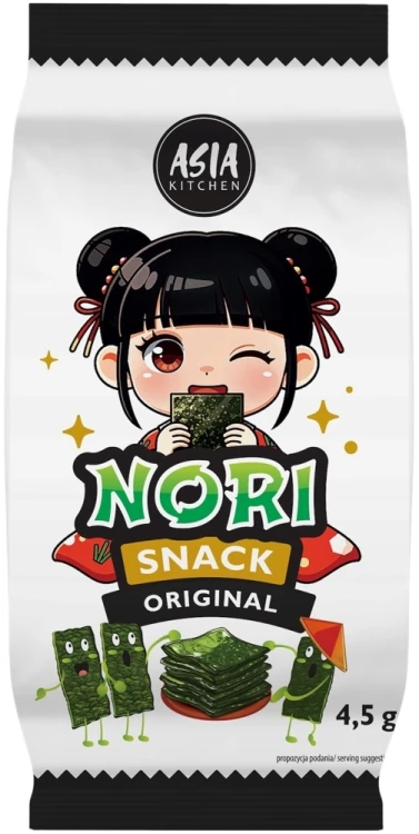 Koreańskie Nori Snack Przekąska Chrupiące Wodorosty Prażone ORIGINAL 4,5g ASIA KITCHEN