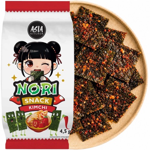 Koreańskie Nori Snack Przekąska Chrupiące Wodorosty Prażone KIMCHI 4,5g ASIA KITCHEN