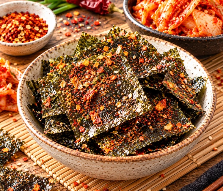 Koreańskie Nori Snack Przekąska Chrupiące Wodorosty Prażone KIMCHI 4,5g ASIA KITCHEN