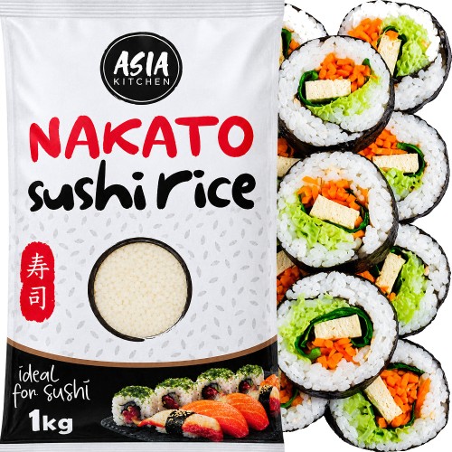 Ryż Do Sushi Rice Nakato Kleisty Okrągłe Ziarno 1kg Najwyższa Jakość 1000g ASIA KITCHEN