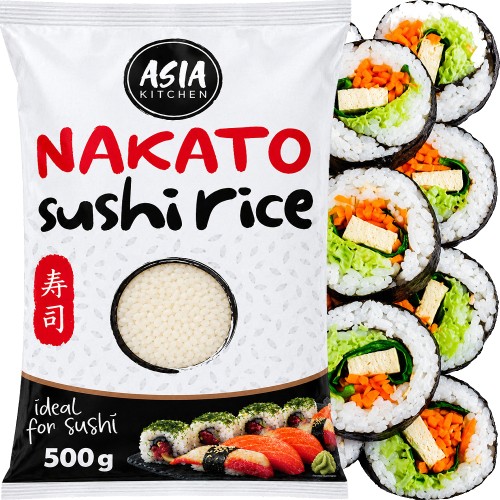 Ryż Do Sushi Okrągłe Ziarno Idealnie Kleisty NAKATO Jakość Premium 500g ASIA KITCHEN