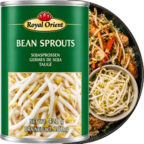 Chińskie Chrupiące Kiełki Fasoli Mung Bean Sprouts w Zalewie w Puszce 425g ROYAL ORIENT