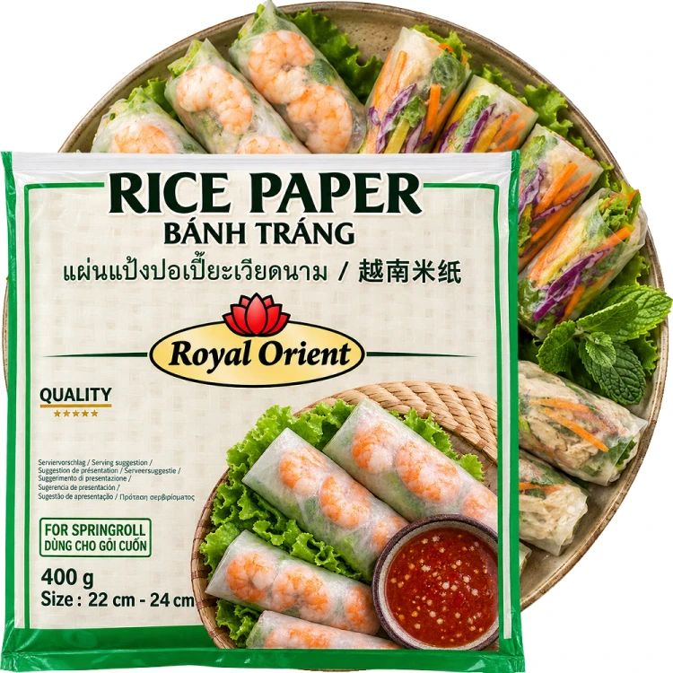 Wietnamski Papier Ryżowy Banh Trang Kwadratowy Do Sajgonek SPRINGROLL 22cm 400g ROYAL ORIENT