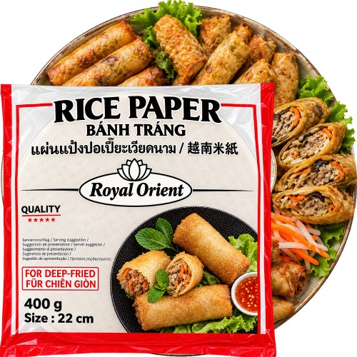 Wietnamski Papier Ryżowy Banh Trang Okrągły Do Głęboko Smażonych Sajgonek 22cm 400g ROYAL ORIENT
