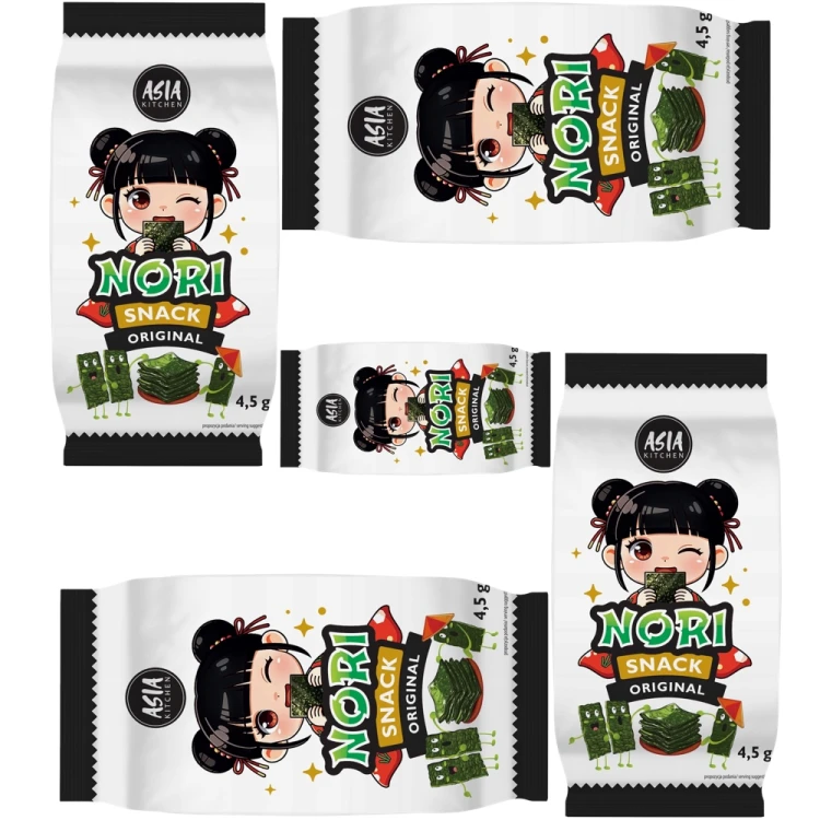 Koreańskie Nori Snack Przekąska Chrupiące Wodorosty Prażone ORIGINAL 4,5g ASIA KITCHEN