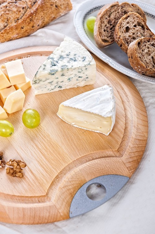 Okrągła Drewniana Deska z Uchwytem Bukowa z Frezem Premium 30 x 1,9cm BREKA