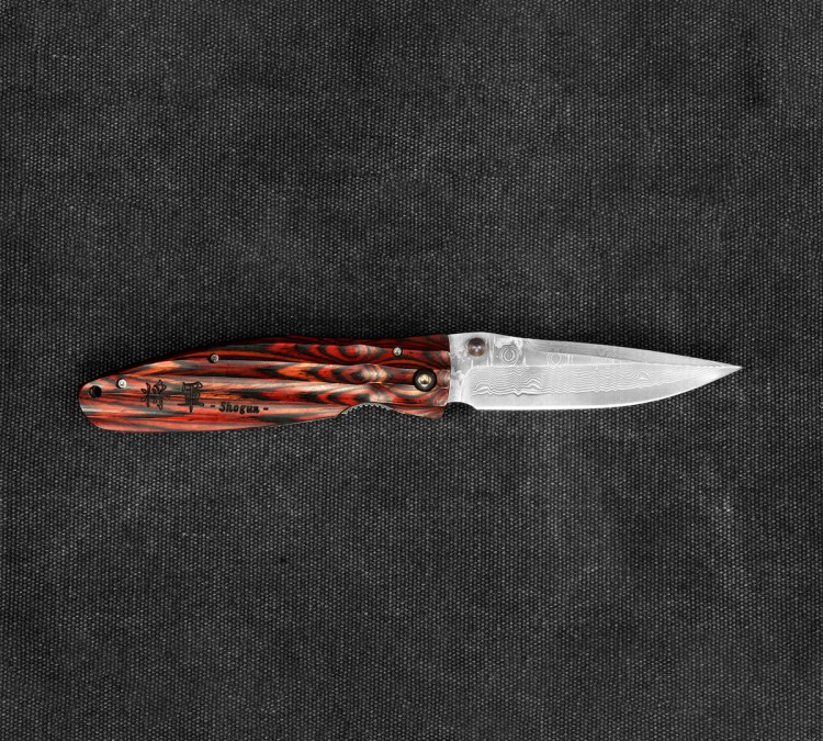 Mcusta Sengoku Red Pakka Damascus Japoński Nóż Składany 8,6cm