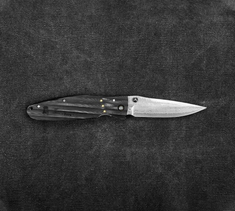 Mcusta Sengoku Black Micarta Damascus Japoński Nóż Składany 8,6cm