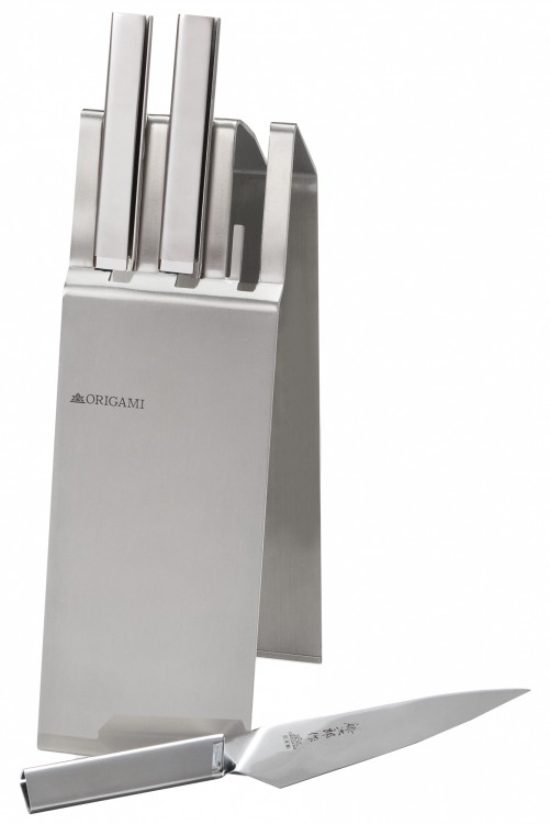 Tojiro Origami Japoński Blok Do Noży Metalowy Stylowy 28,5 x 13,5 x 10cm