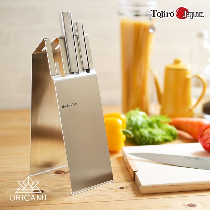 Tojiro Origami Japoński Blok Do Noży Metalowy Stylowy 28,5 x 13,5 x 10cm