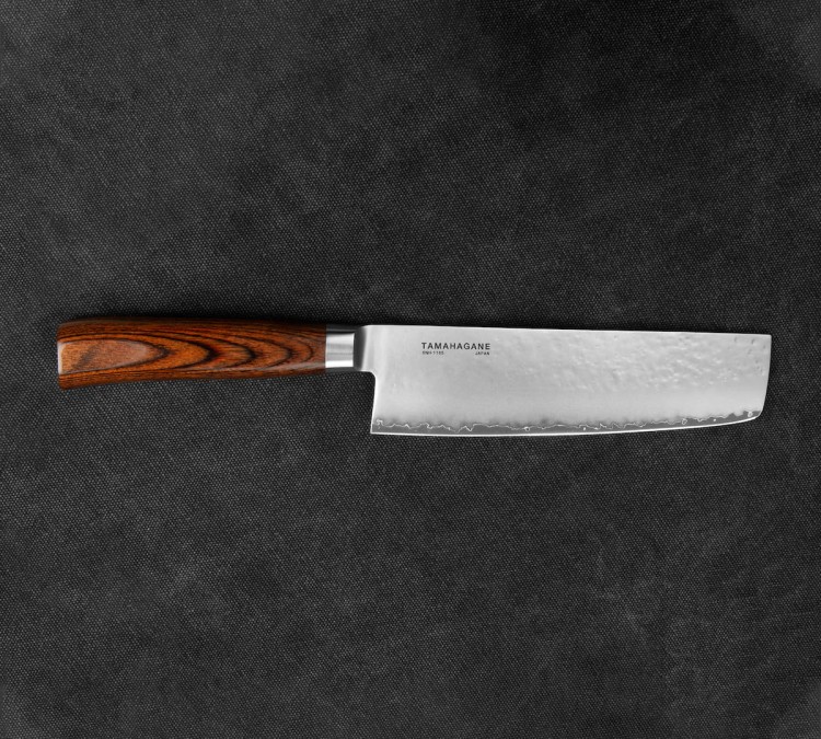 Tamahagane Tsubame Brown Nóż Nakiri 18cm