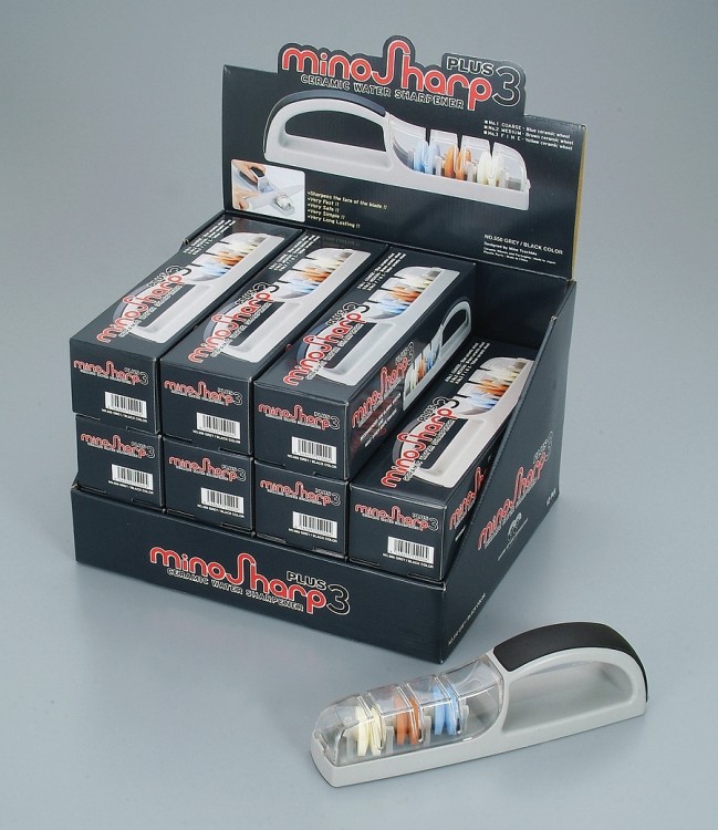 Global MinoSharp Plus 3 Japońska Ceramiczna Ostrzałka Wodna Do Noży 550 Szaro-Czarna 550/GB