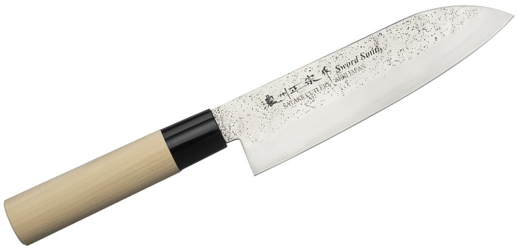 Satake Nashiji Natural Japoński Zestaw 2 Noży Santoku 17cm i Uniwersalny 12cm w Drewnianym Etui