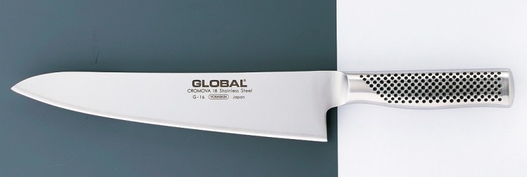Global Japoński Stalowy Ostry Nóż Kuchenny Szefa Kuchni 24cm 56-58 HRC G-16