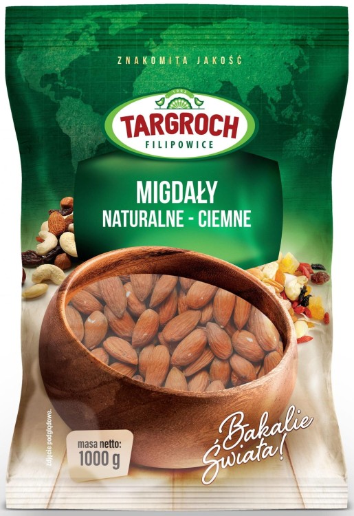 Migdały Kalifornijskie Ciemne Całe Duże Świeże Almonds 1kg 1000g TARGROCH