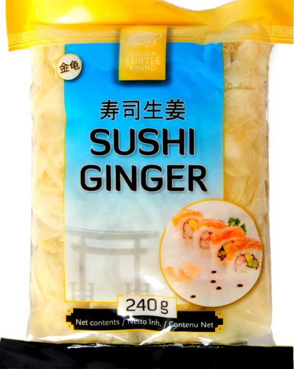 Imbir Marynowany Do Sushi Biały Naturalny Oczyszcza Kubki Smakowe 240g GOLDEN TURTLE BRAND