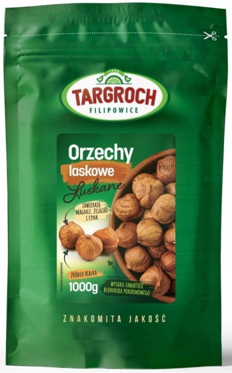 Zdrowe Orzechy Laskowe Łuskane Bez Łupin Świeże Duże 1kg 1000g TARGROCH