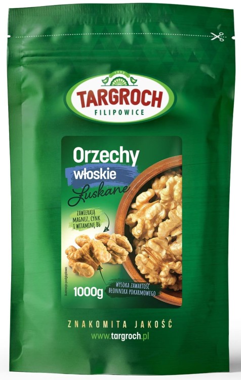 Zdrowe Duże Orzechy Włoskie Łuskane Natrualne Świeże 1kg 1000g TARGROCH