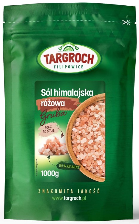 Naturalna Zdrowa Sól Himalajska Różowa Gruba Czysta Pink Salt 1kg 1000g TARGROCH