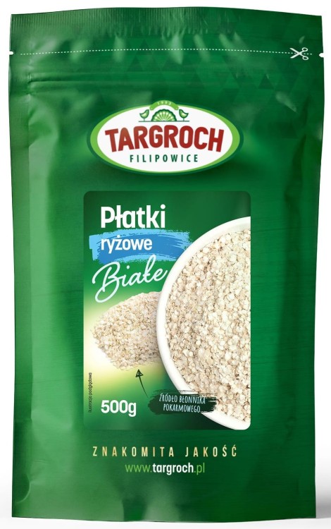 Zdrowe Płatki Ryżowe Naturalne Śniadanie Pełne Błonnika 500g 0,5kg TARGROCH