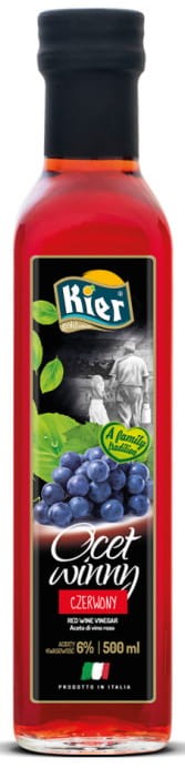 Włoski Zdrowy Ocet Winny Czerwony z Wina Czerwonego Do Sałatek 500ml KIER