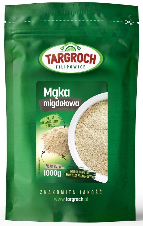 Zdrowa Naturalna Mąka Migdałowa Mielone Migdały Almond 1000g 1kg TARGROCH